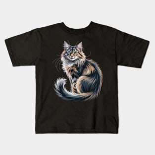 Origami Art British Longhair Cat Highland Straight Kids T-Shirt